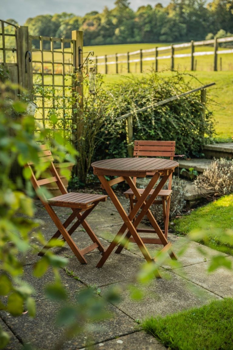 Summer Wooden Furniture situated on outside patio of Birtley Mews apartment