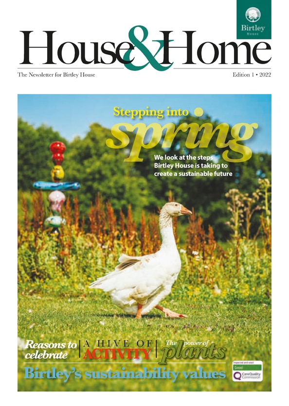 Birtley House Spring Newsletter Cover Image with Goose in a field